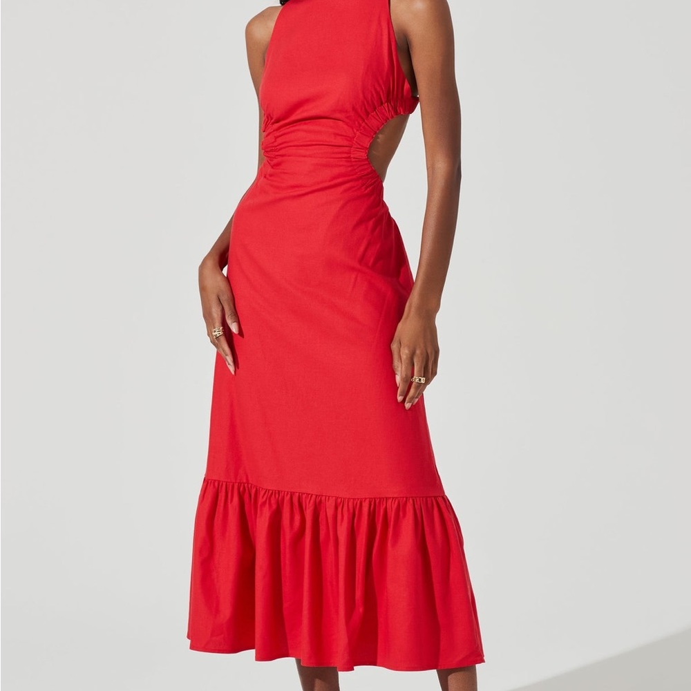 ASTR Open Back Linen Maxi Dress